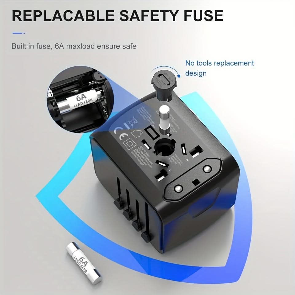Universal Travel Plug Adapter with USB-C & USB-A