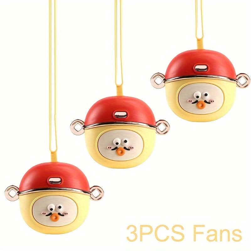 1/2/3PCS Yellow Mini USB Desk & Neck Fan – Hands-Free Waist-Hanging
