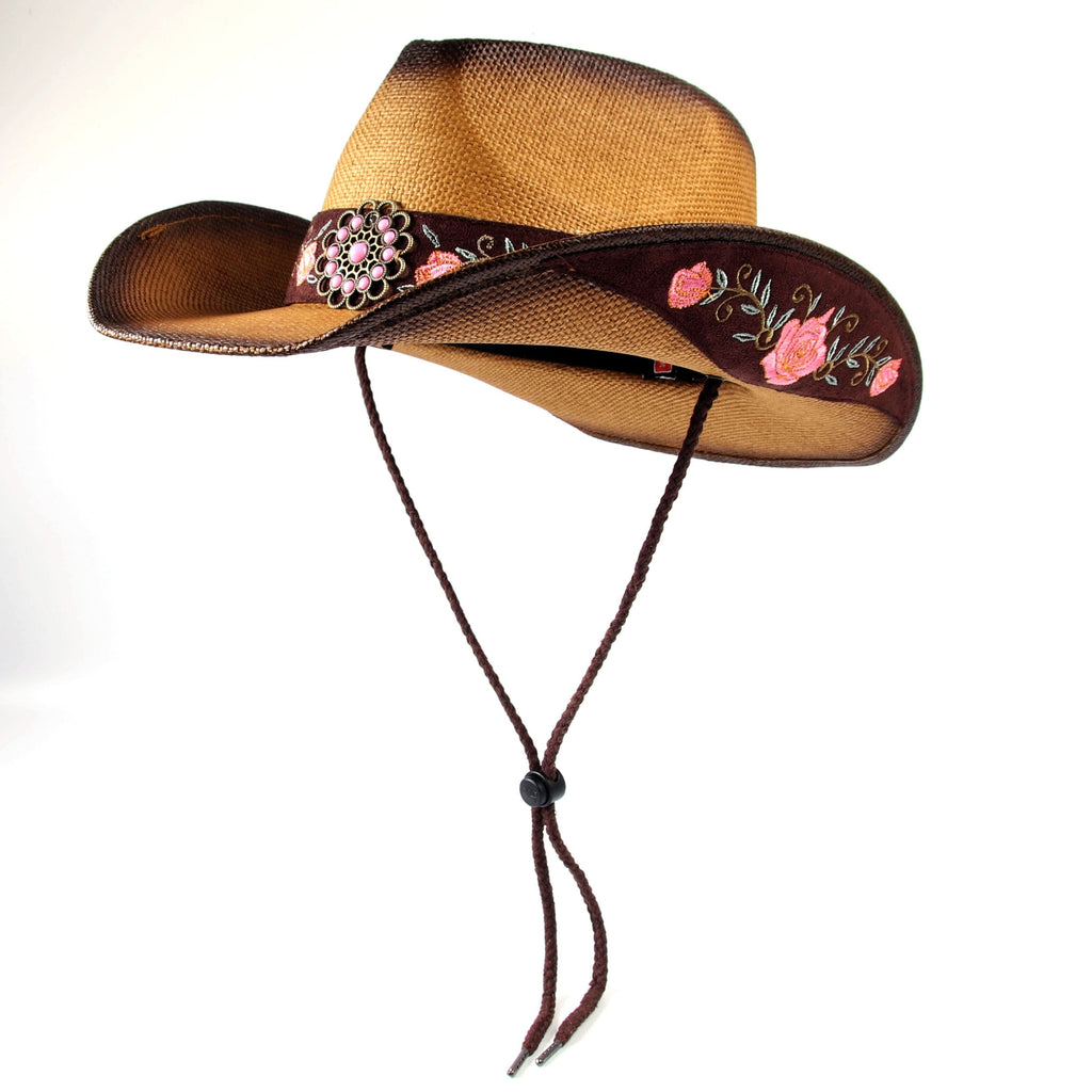 Women’s Western Cowboy Hat – Natural Straw Sun Hat