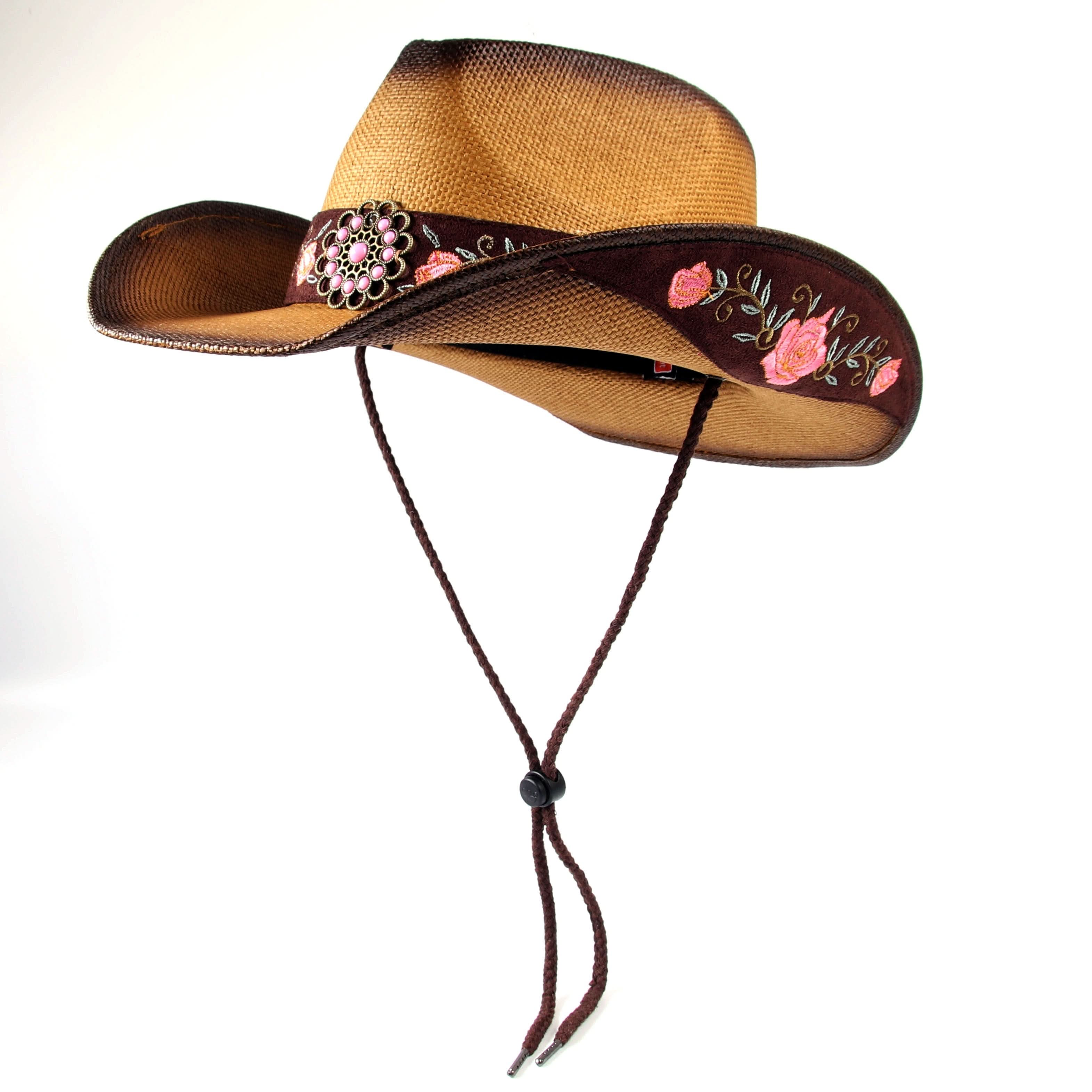 Women’s Western Cowboy Hat – Natural Straw Sun Hat