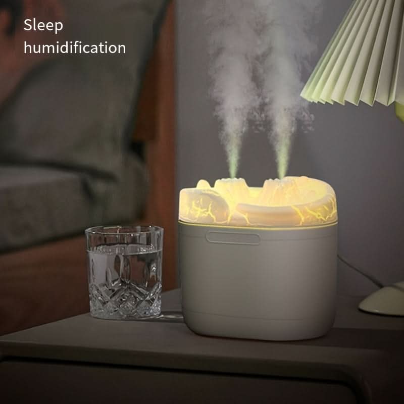 Volcano USB Humidifier & Aromatherapy Diffuser – LED Nightlight, Double Spray