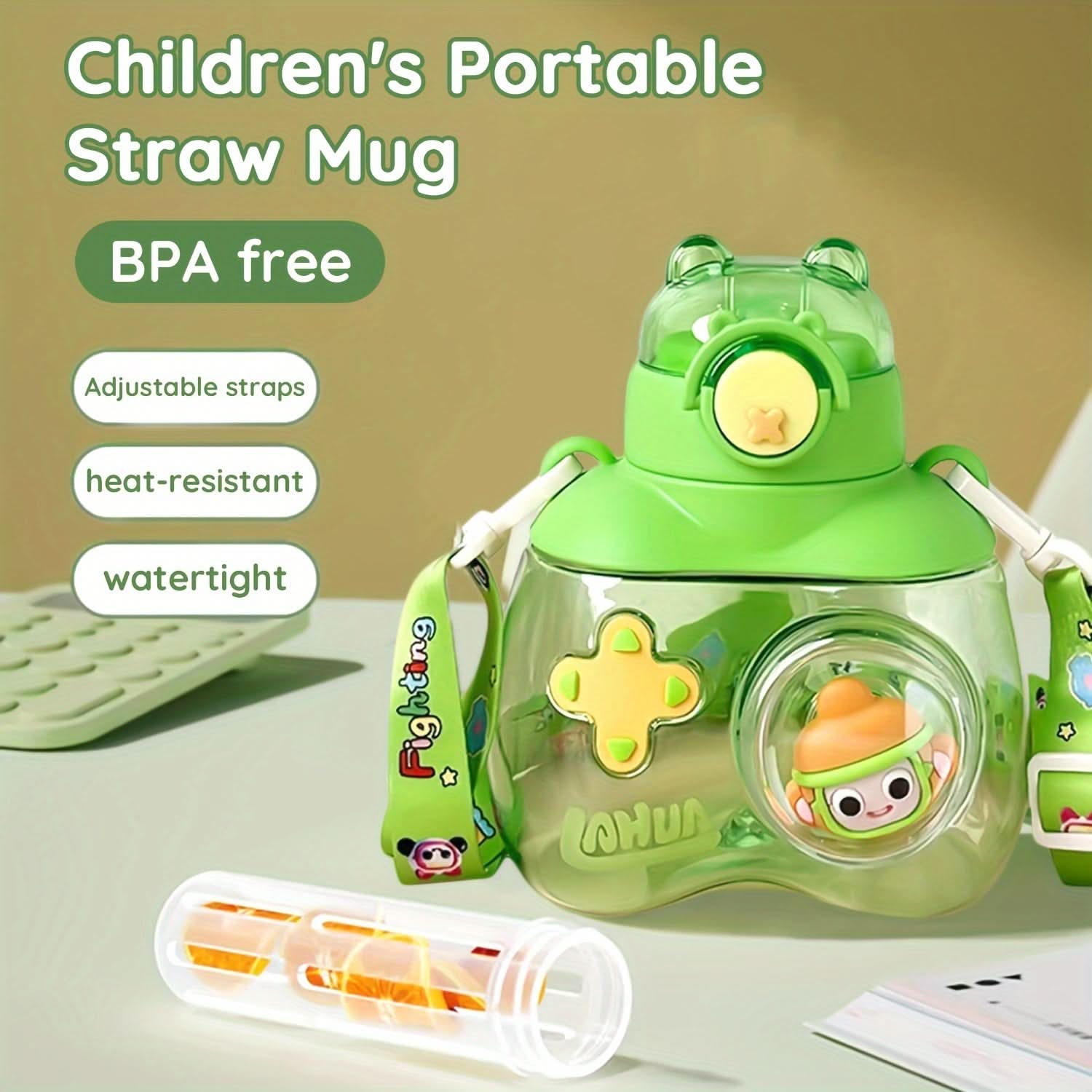 Bear-Shaped Kids Straw Sippy Cup, 25oz