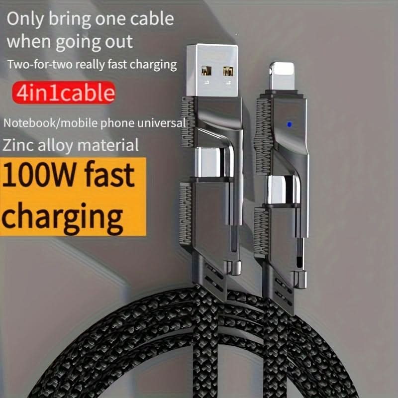 4-in-1 Rapid Charge Cable with Dual PD Ports
