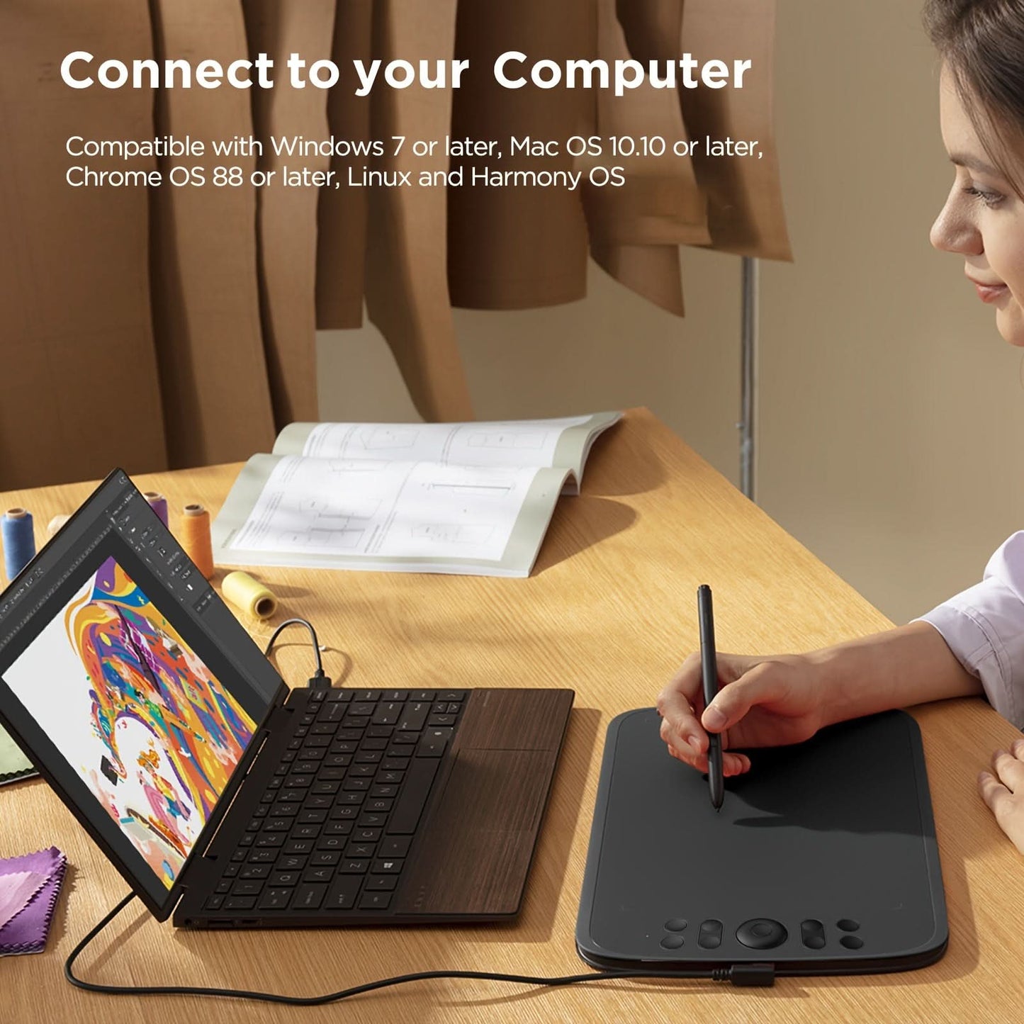 M908 10x6.25" Drawing Tablet with 8 Shortcuts