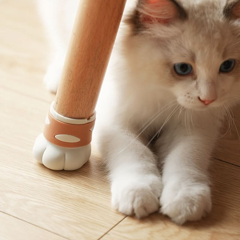 4pcs Cat Paw Chair Leg Protectors - Silicone Felt Furniture Leg Covers