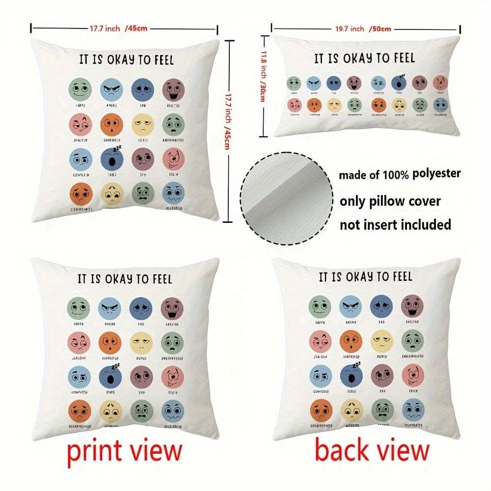 Mental Health Throw Pillow Cover - Double-Sided Print for Counseling Offices