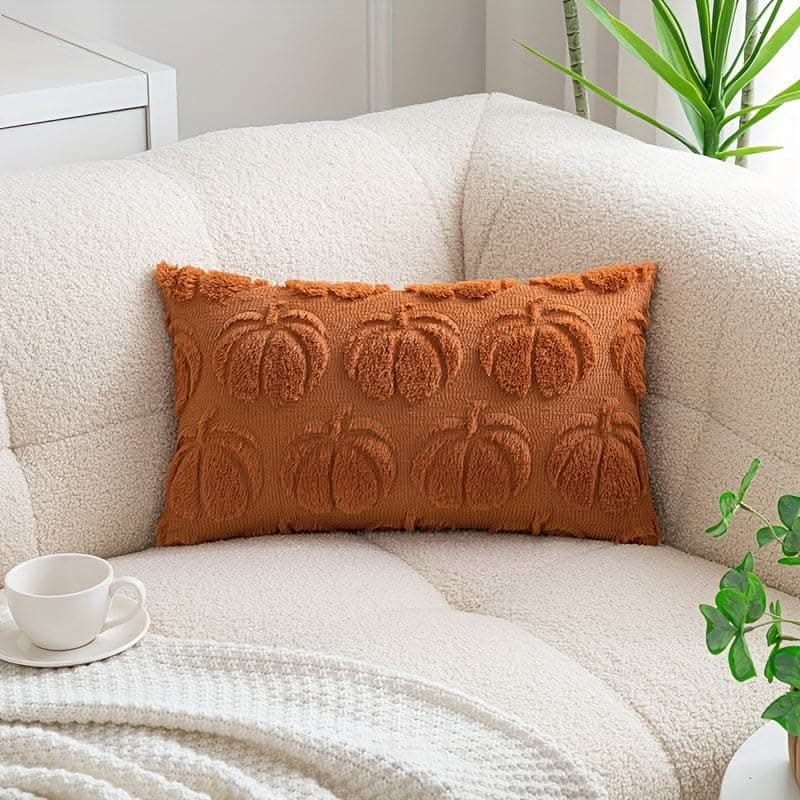 Chic Pumpkin Geometric Wool Cushion Cover