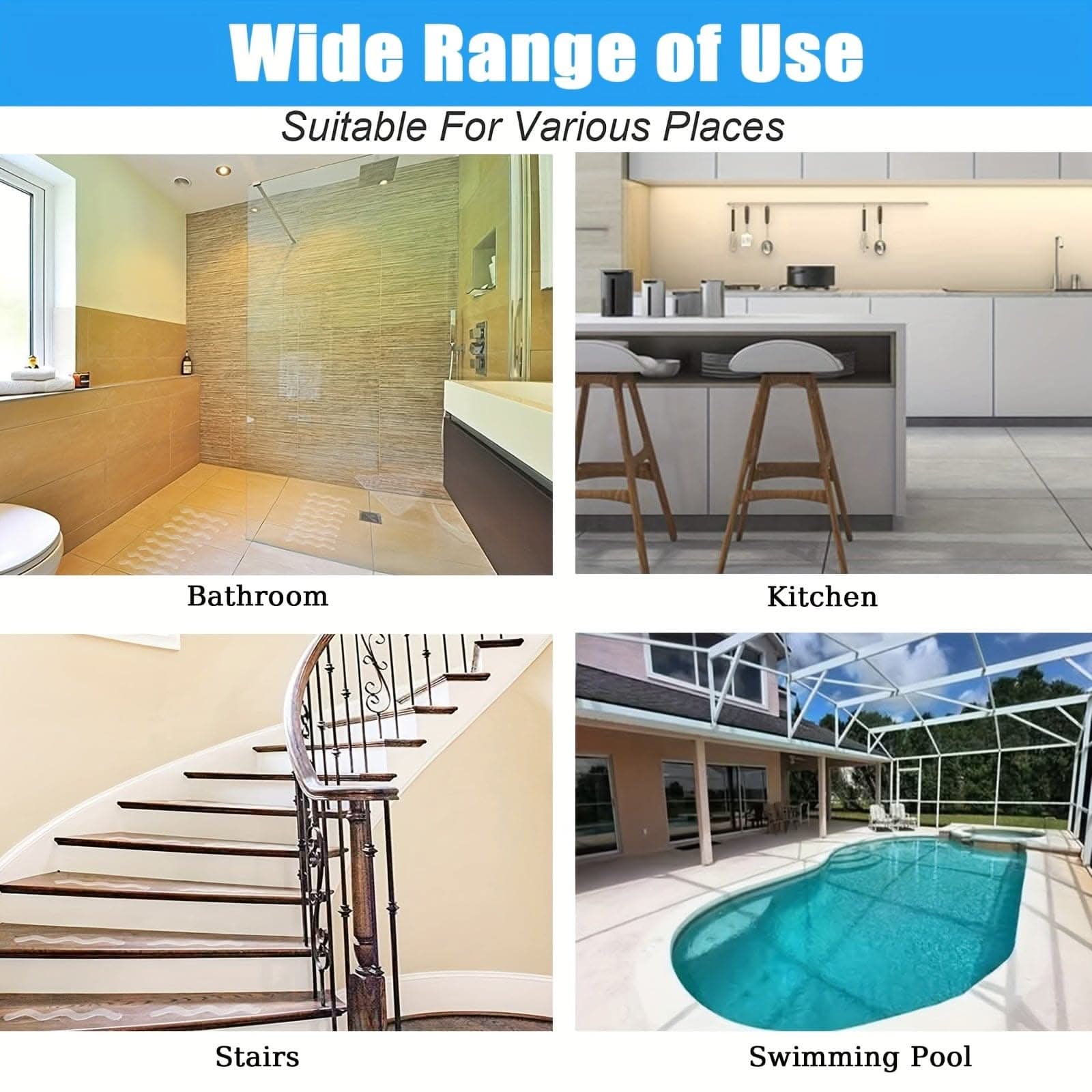 24pcs Premium Clear Anti-Slip Stickers - Maximum Grip for Bathroom Floor & Shower