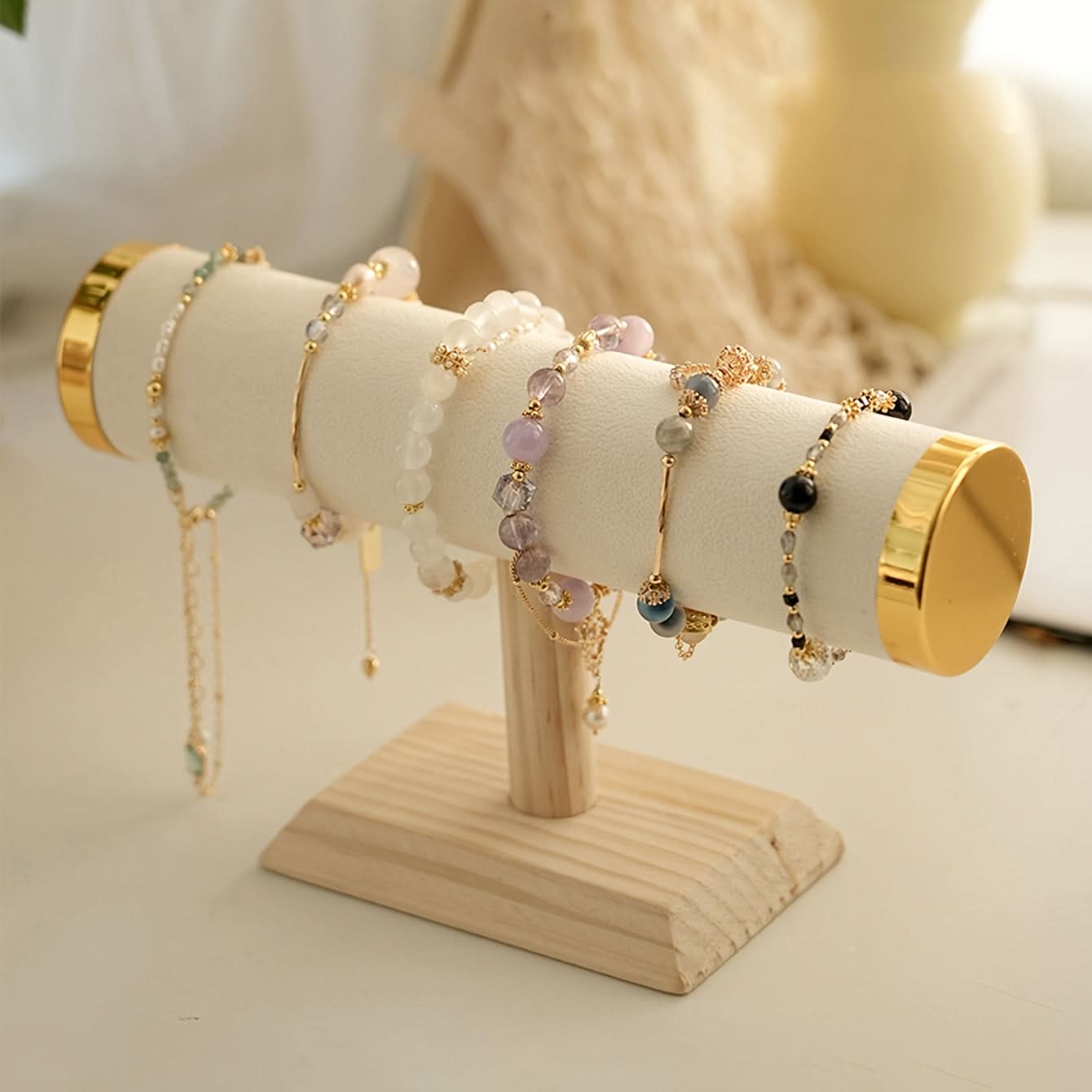 Wooden Jewelry Display Stand, Bracelet & Necklace Organizer
