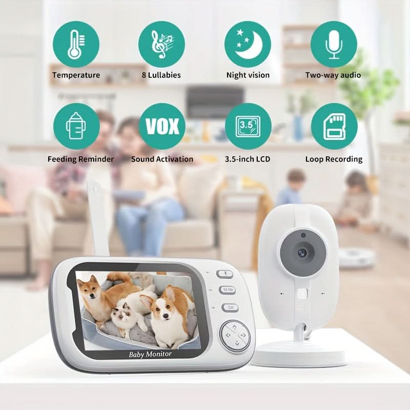 Wireless Video Monitor with Camera, Audio, Night Vision & Temperature Monitoring