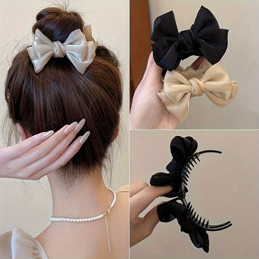 Large Elegant Bowknot Hair Claw Clip – Non-Slip Ponytail Holder