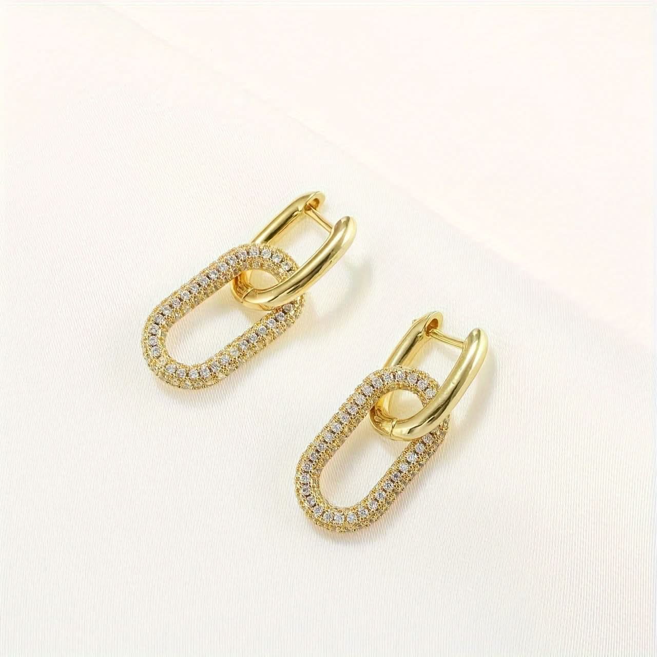 Chain Earrings with Luxurious Golden Plating