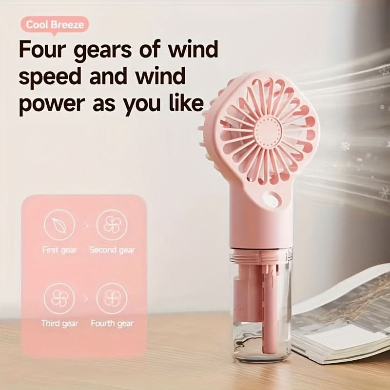 800mAh USB Rechargeable Misting Fan – Portable Handheld Bladeless
