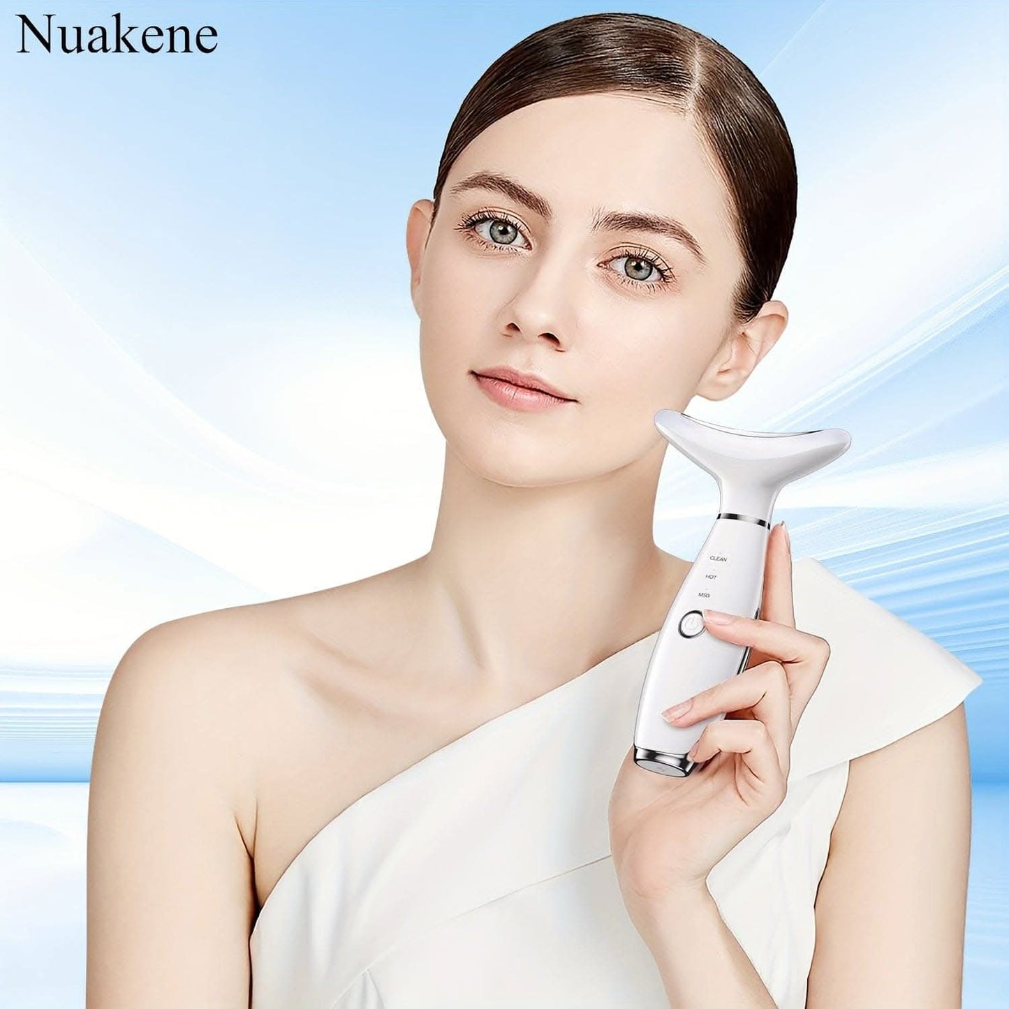 Rechargeable Facial And Neck Massager With Tri-Color LED And Heating Mode