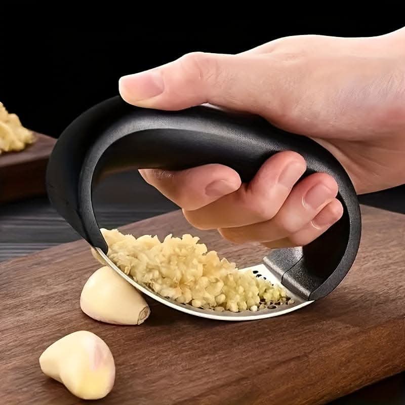 Stainless Steel Garlic Press - Rocker Metal Garlic Mincer and Crusher