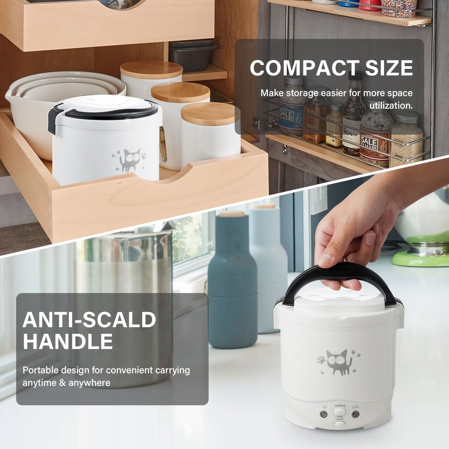 12V Car Mini Rice Cooker – Portable One-Touch Rice Cooker