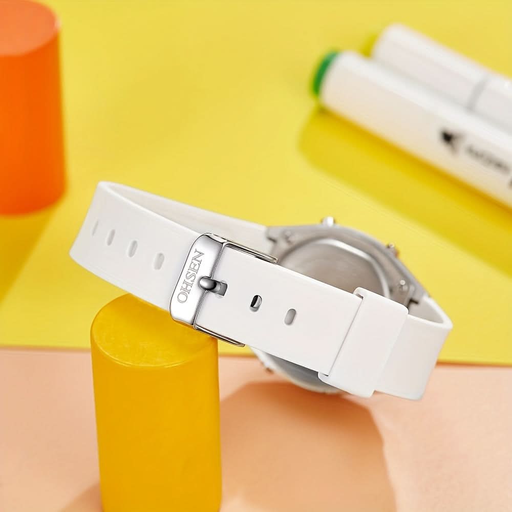 Women’s Digital Sports Watch – Luminous Display, Square Zinc Alloy Case, Silicone Strap