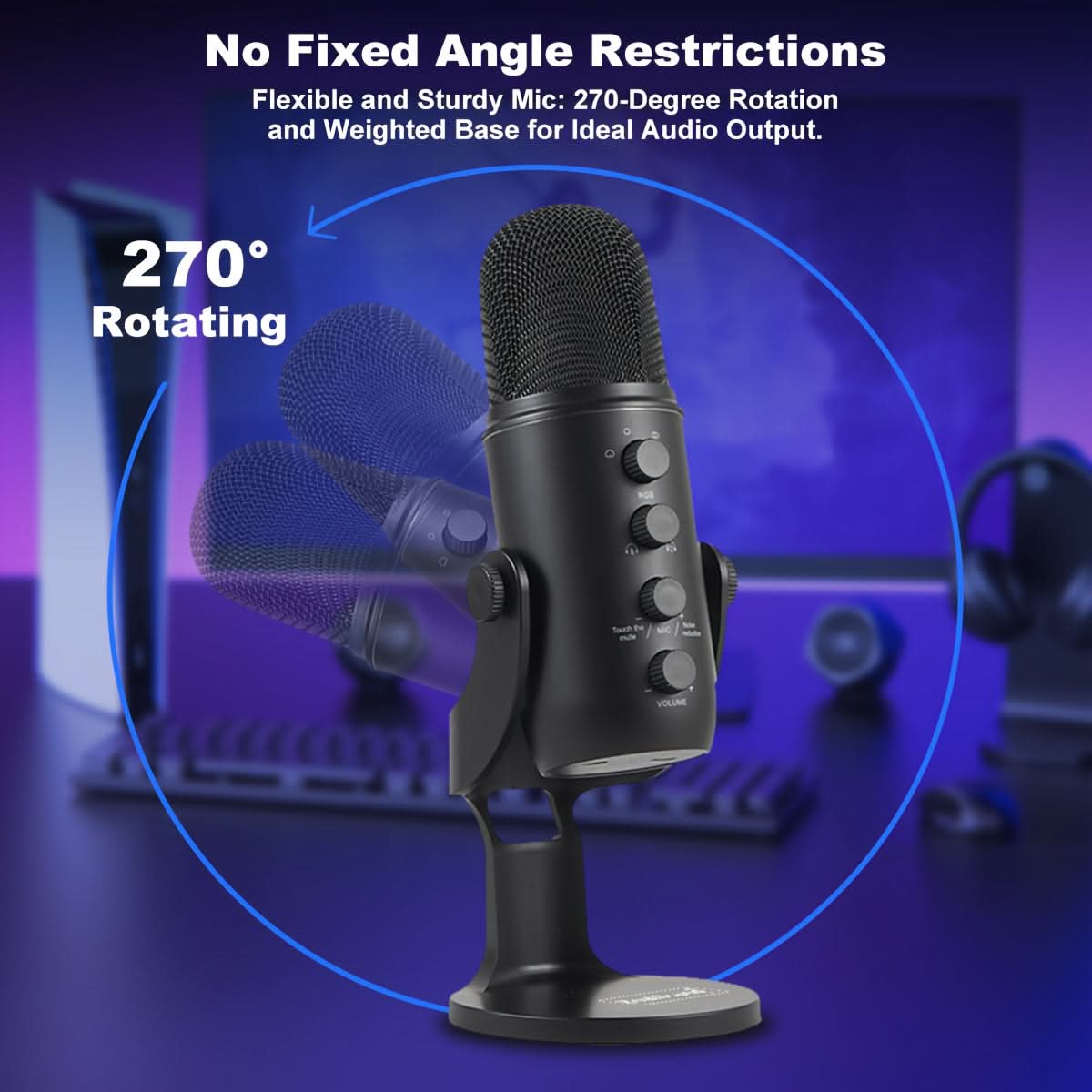 USB Condenser Microphone with RGB Lighting