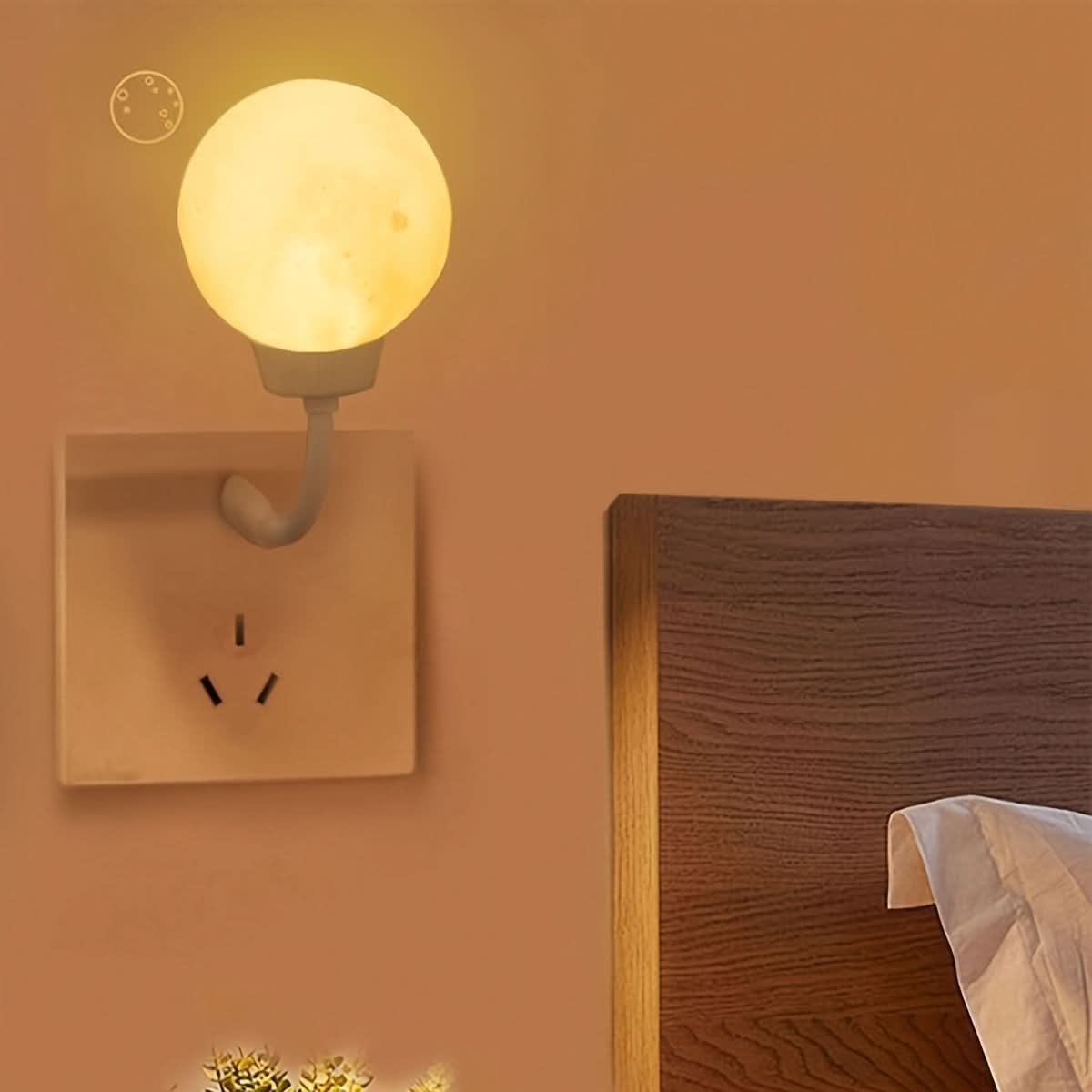 Voice-Activated Lunar Light Bedside Lamp
