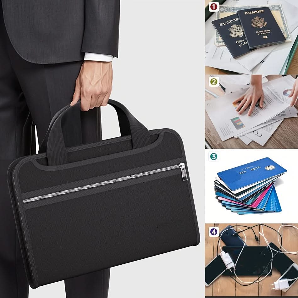 Fireproof Waterproof Accordion File Organizer, Heat-Resistant Document Case