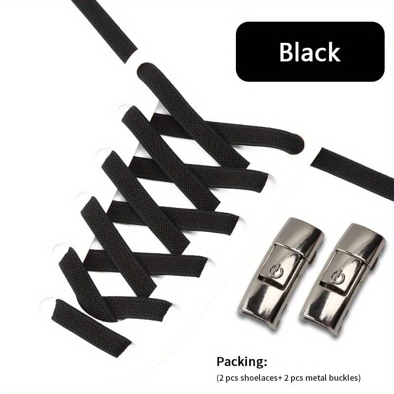 No-Tie Shoelaces with Adjustable Buckles – Easy-On Fit For Sneakers & Sports Shoes
