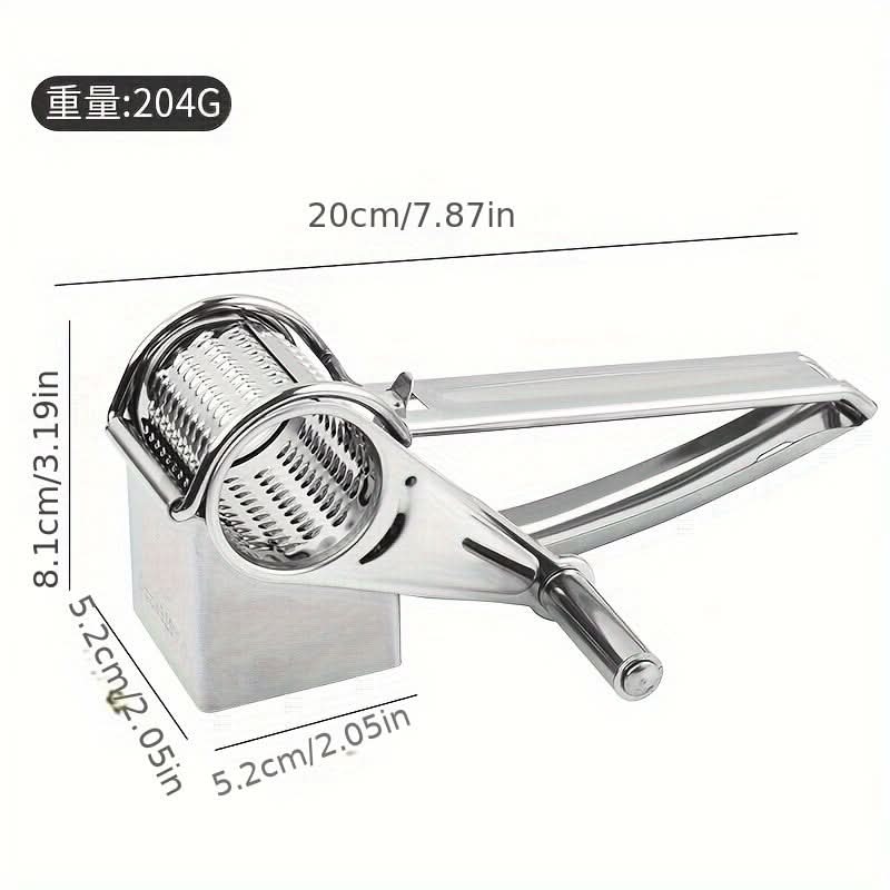 Stainless Steel Rotary Cheese Grater – Manual Parmesan Shredder for Mozzarella