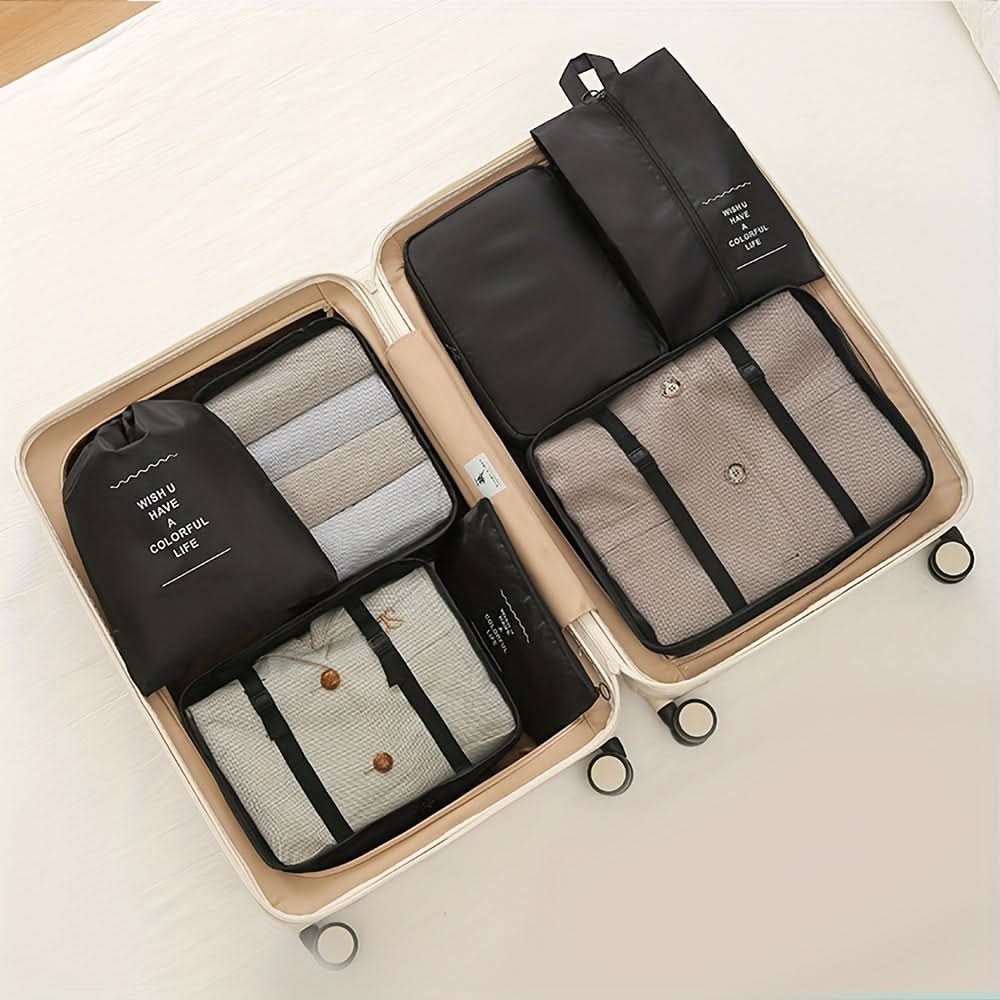 7-Piece Large Capacity Travel Organizer Set - Nylon Packing Cubes