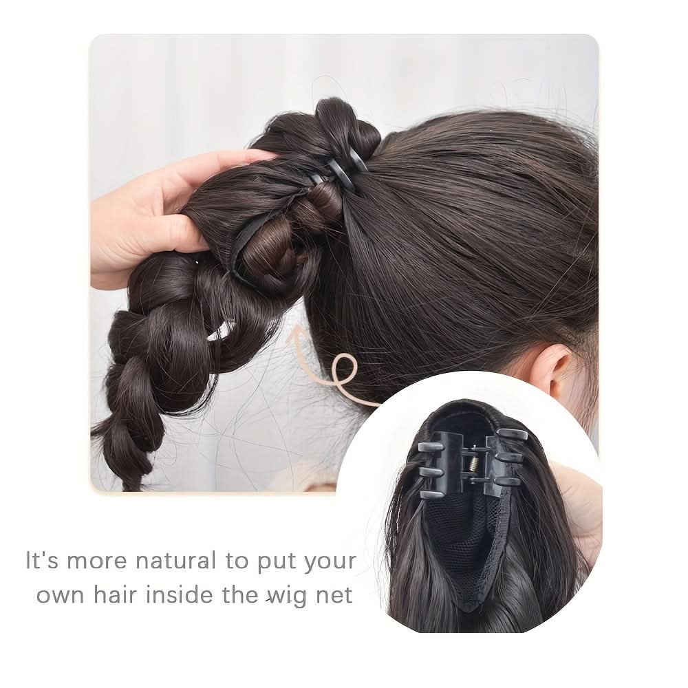 Chic Claw-Clamp Braided Ponytail Extension - Loose Curly Hair Accessory