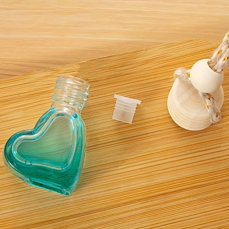 6pcs Wooden Heart-Shaped Perfume Bottles – Essential Oil Car Diffuser