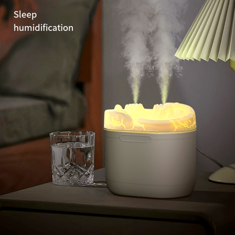 Volcano USB Humidifier & Aromatherapy Diffuser – LED Nightlight, Double Spray