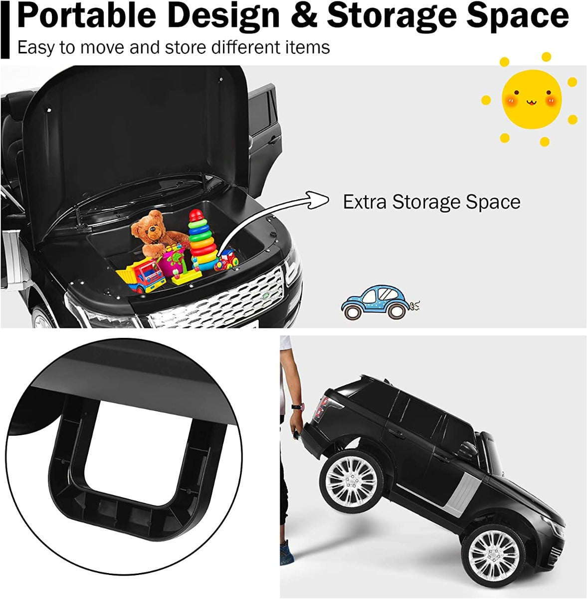 Range Rover Remote Control 12V Battery Operated Ride On Car Black