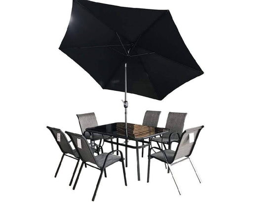Campro 6 Person Patio Set Black Premium