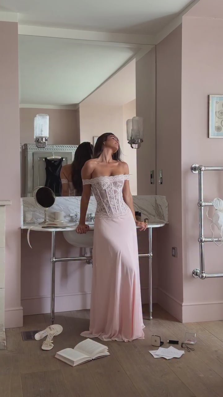 Georgette Corset Maxi Dress