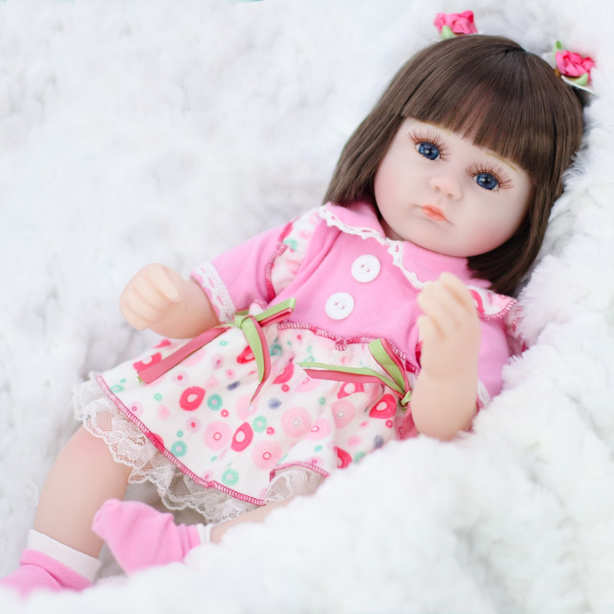 Reborn 16.5inch Life Like Baby Real Girl Doll Silicone Vinyl Handmade Newborn Blue Eyes