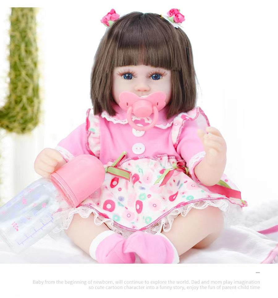 Reborn 16.5inch Life Like Baby Real Girl Doll Silicone Vinyl Handmade Newborn Blue Eyes