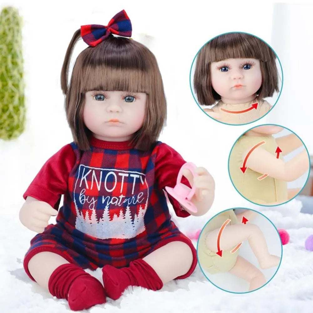 Reborn 16.5inch Life Like Baby Real Girl Doll Silicone Vinyl Handmade Red Dress