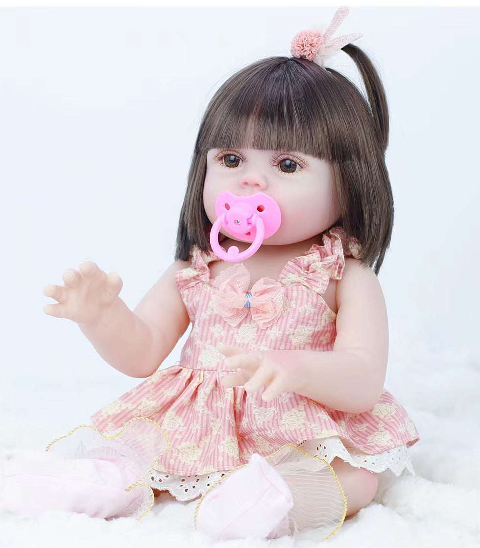 Realistic Doll 15inch Handmade Soft Body Toy Weighted Baby Girl with Pacifier