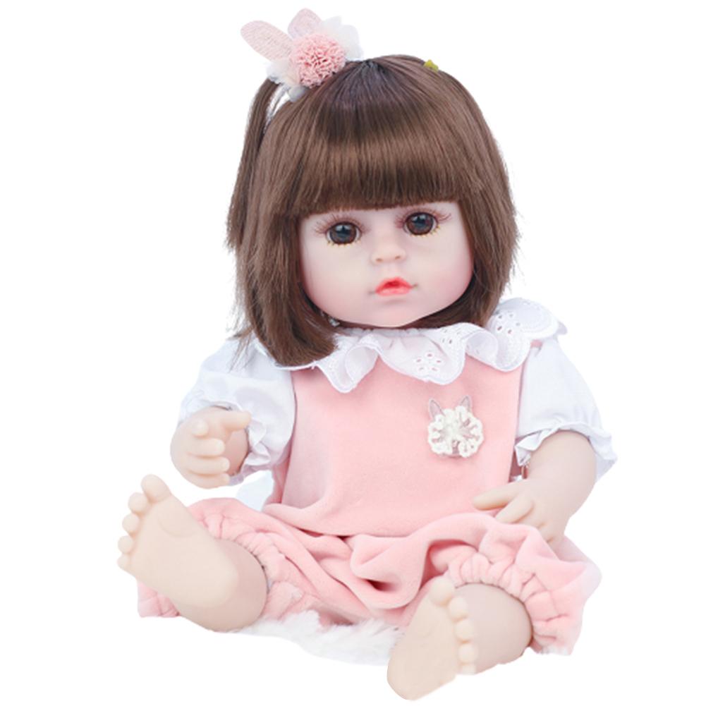 Reborn Doll Life Like Newborn Simulation Cute Baby Dolls with Pink Dress