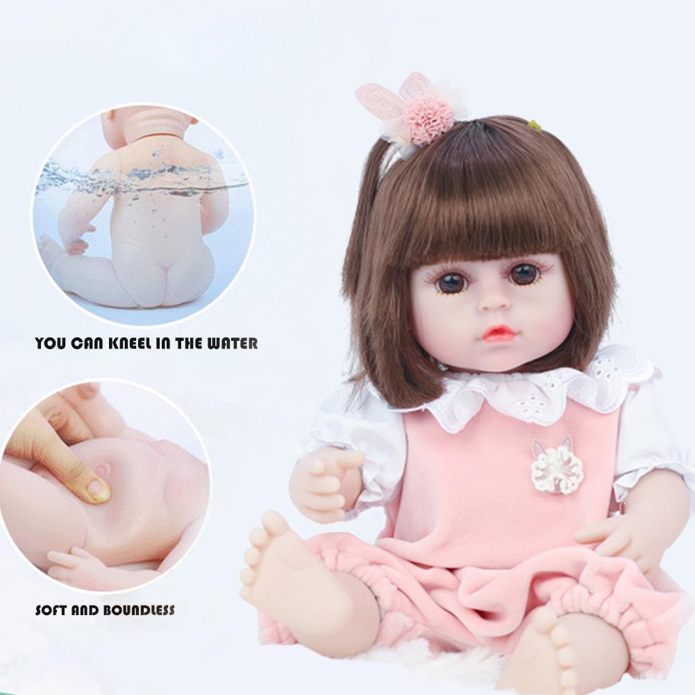 Reborn Doll Life Like Newborn Simulation Cute Baby Dolls with Pink Dress