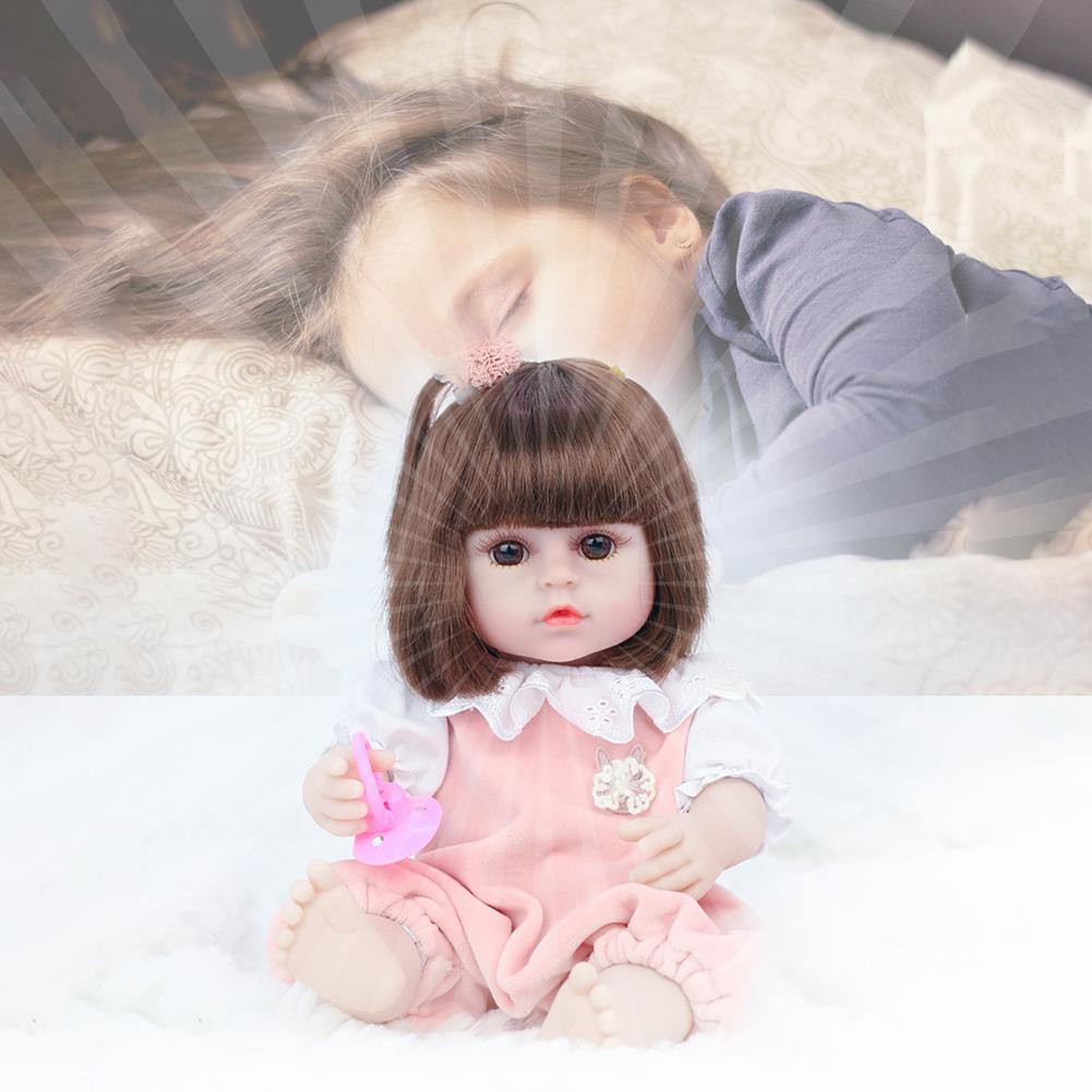 Reborn Doll Life Like Newborn Simulation Cute Baby Dolls with Pink Dress