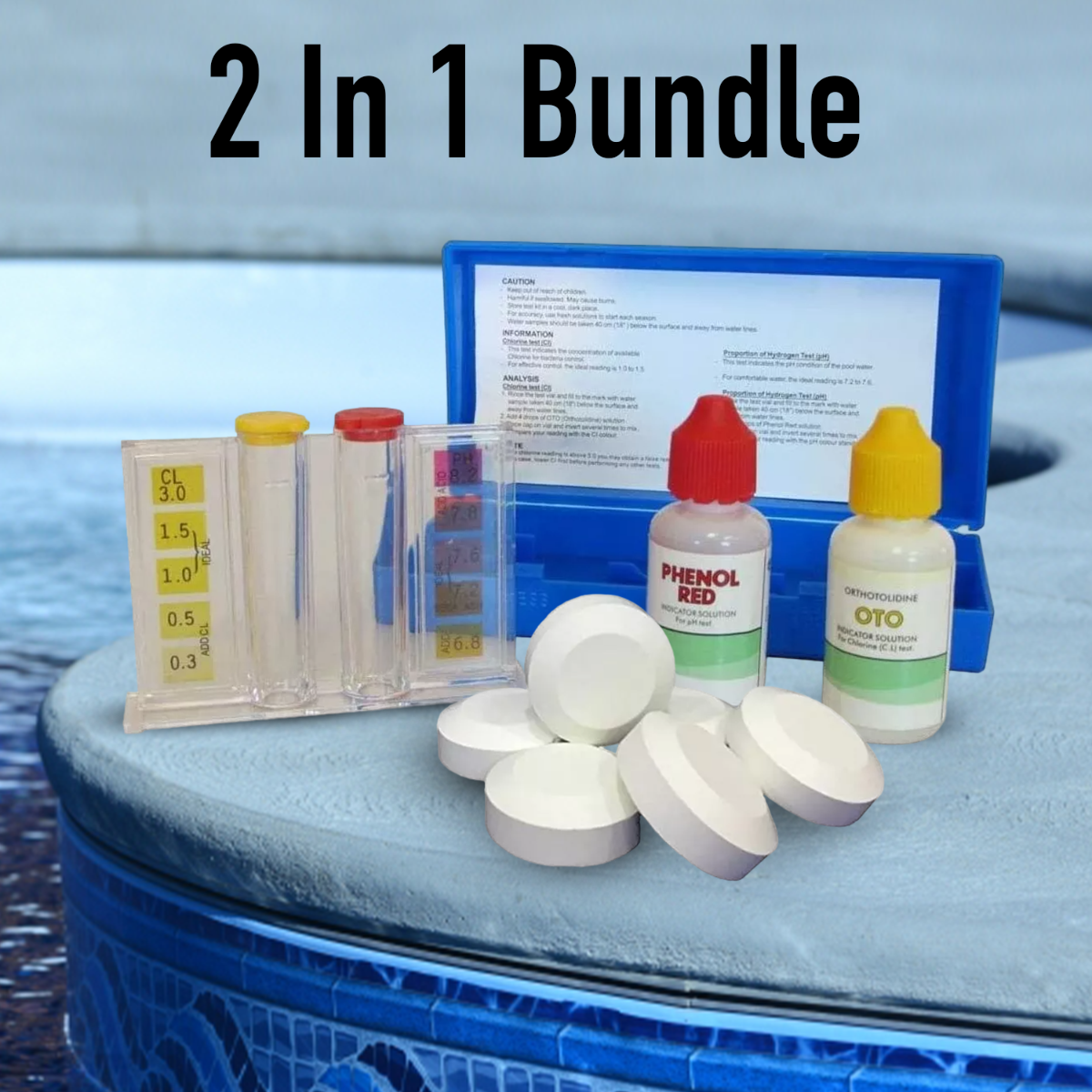 Swimming Pool Chlorine & Water Test Kit for Chlorine and PH