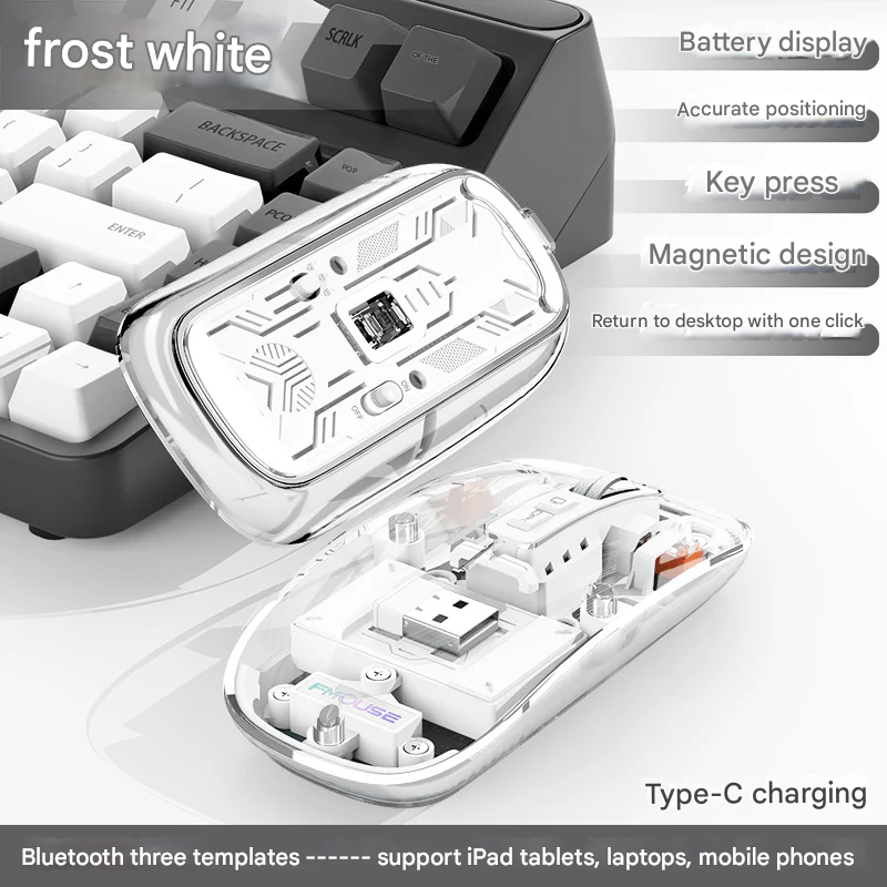 Wireless Bluetooth Transparent Mouse for Laptops