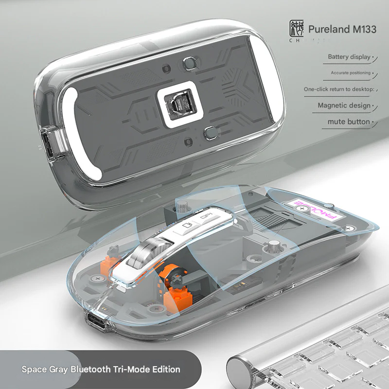 Wireless Bluetooth Transparent Mouse for Laptops