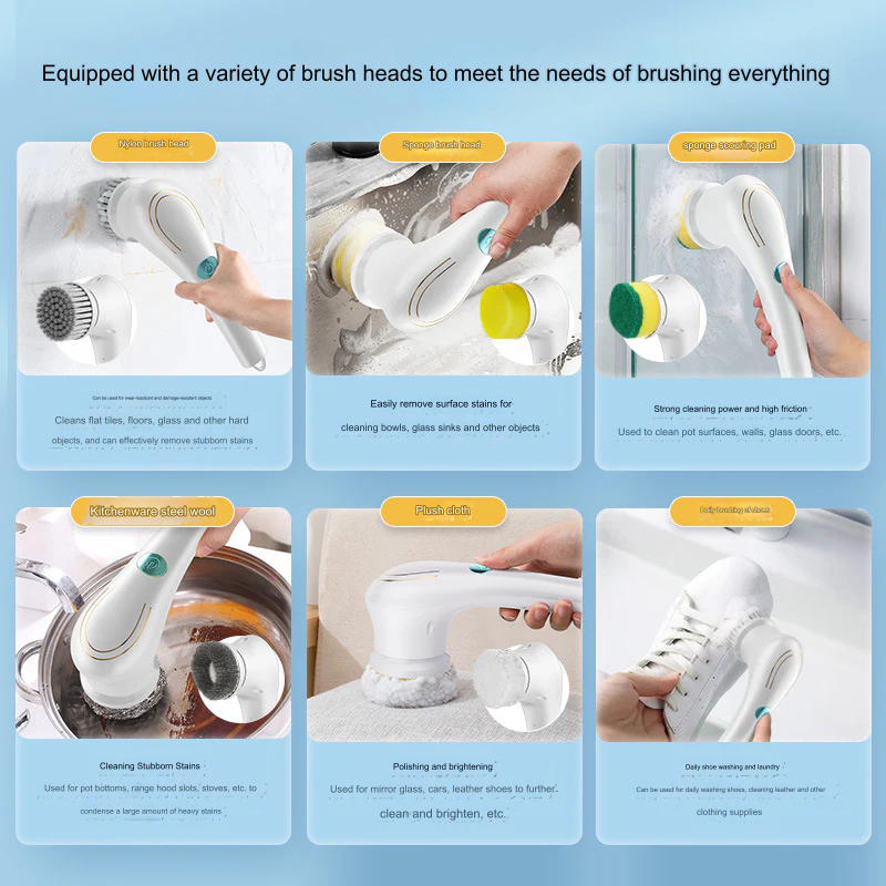 Multi-Function Electric Cleaning Brush – Handheld Rechargeable