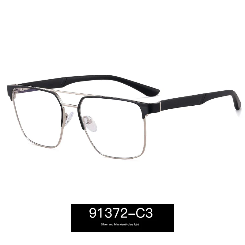Men’s Metal Frame Anti-Blue Light Myopia Glasses – UV400 Flat Mirror Eyewear