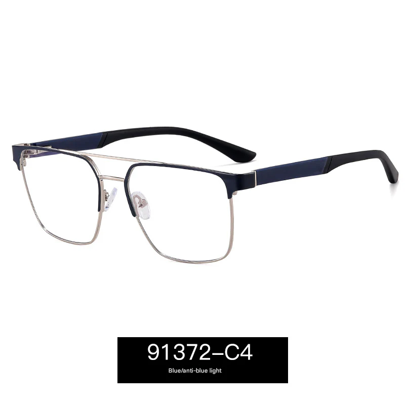 Men’s Metal Frame Anti-Blue Light Myopia Glasses – UV400 Flat Mirror Eyewear