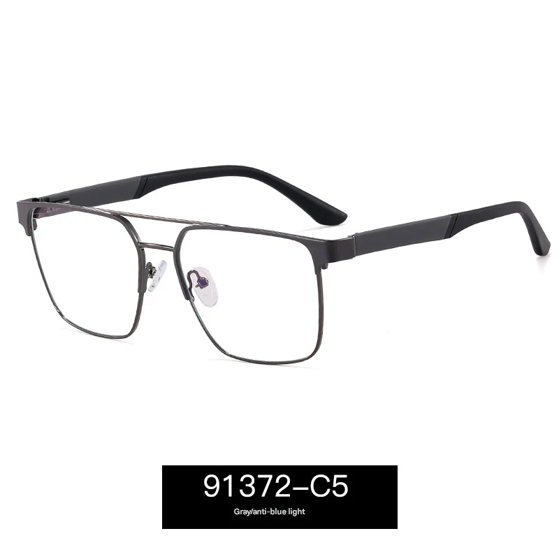 Men’s Metal Frame Anti-Blue Light Myopia Glasses – UV400 Flat Mirror Eyewear