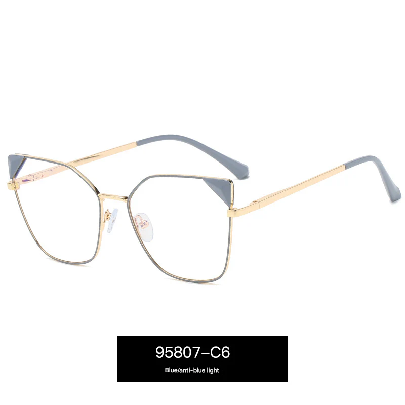 Women’s Oversized Square Metal Blue Light Glasses – Anti-UV Optical Frames