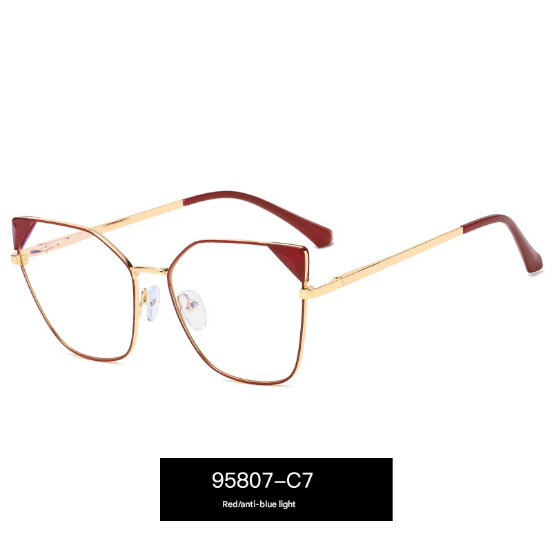 Women’s Oversized Square Metal Blue Light Glasses – Anti-UV Optical Frames