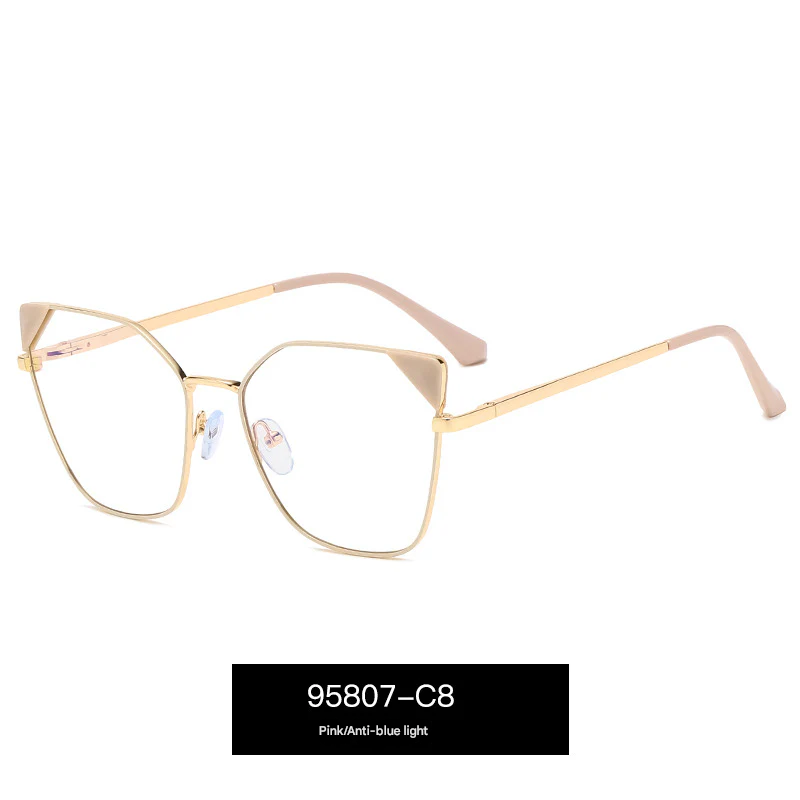 Women’s Oversized Square Metal Blue Light Glasses – Anti-UV Optical Frames